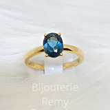 Bague or jaune 18 ct avec Topaze London Blue 317-96