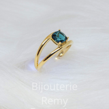 Bague or jaune 18 ct avec Topaze London Blue 312-76