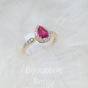 Bague en or jaune 18 ct Rubis et diamants 317-93