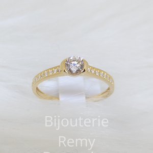 Solitaire accompagné en Or bicolore 18CT et zirconium 314-18