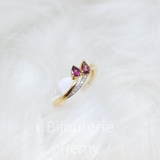 Bague en or jaune 18 ct avec rhodonites et diamants 317-94