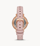 Montre Jacqueline solaire rose avec cuir écoresponsable