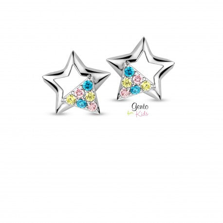 Boucles étoiles en argent avec zirconiums GK570