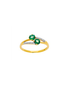 Bague en or jaune 18 ct Emeraudes et diamants 317-85