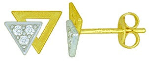 Boucles d'oreilles bicolores en or 9ct + zirconiums 484-136