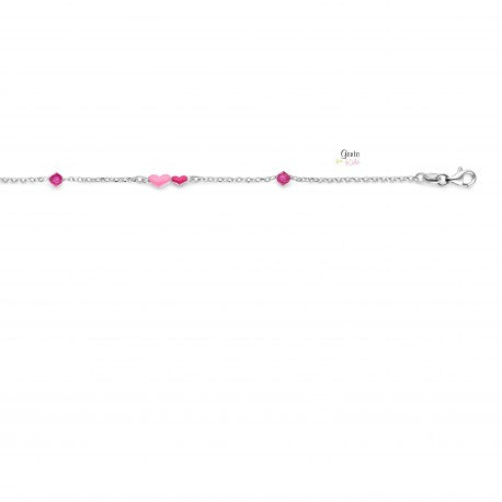 Bracelet cœurs roses en argent et email GK550
